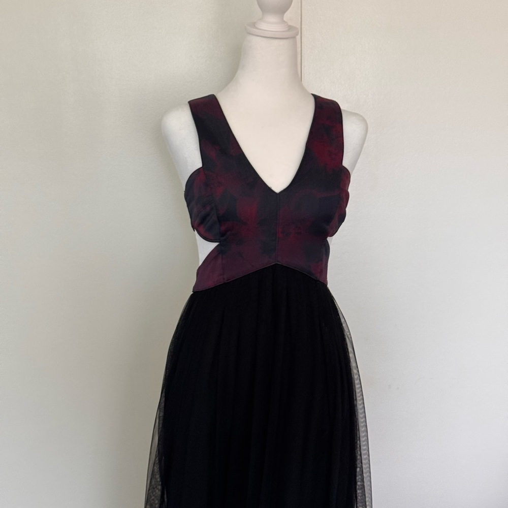 Free People Shakuhachi Prom Wedding Black and Dark Red Purple Tulle Gown